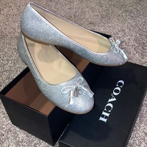 Silver, Coach, Flats, worn once!